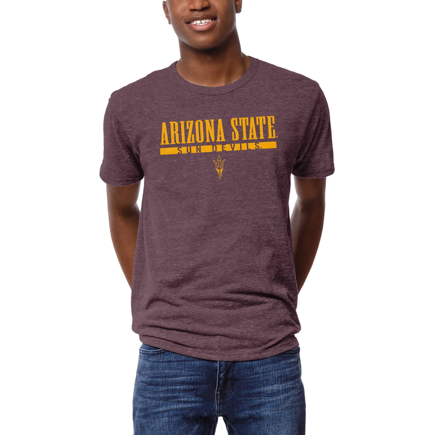 Men's League Collegiate Wear Heather Maroon Arizona State Sun Devils Victory Falls Tri-Blend T-Shirt