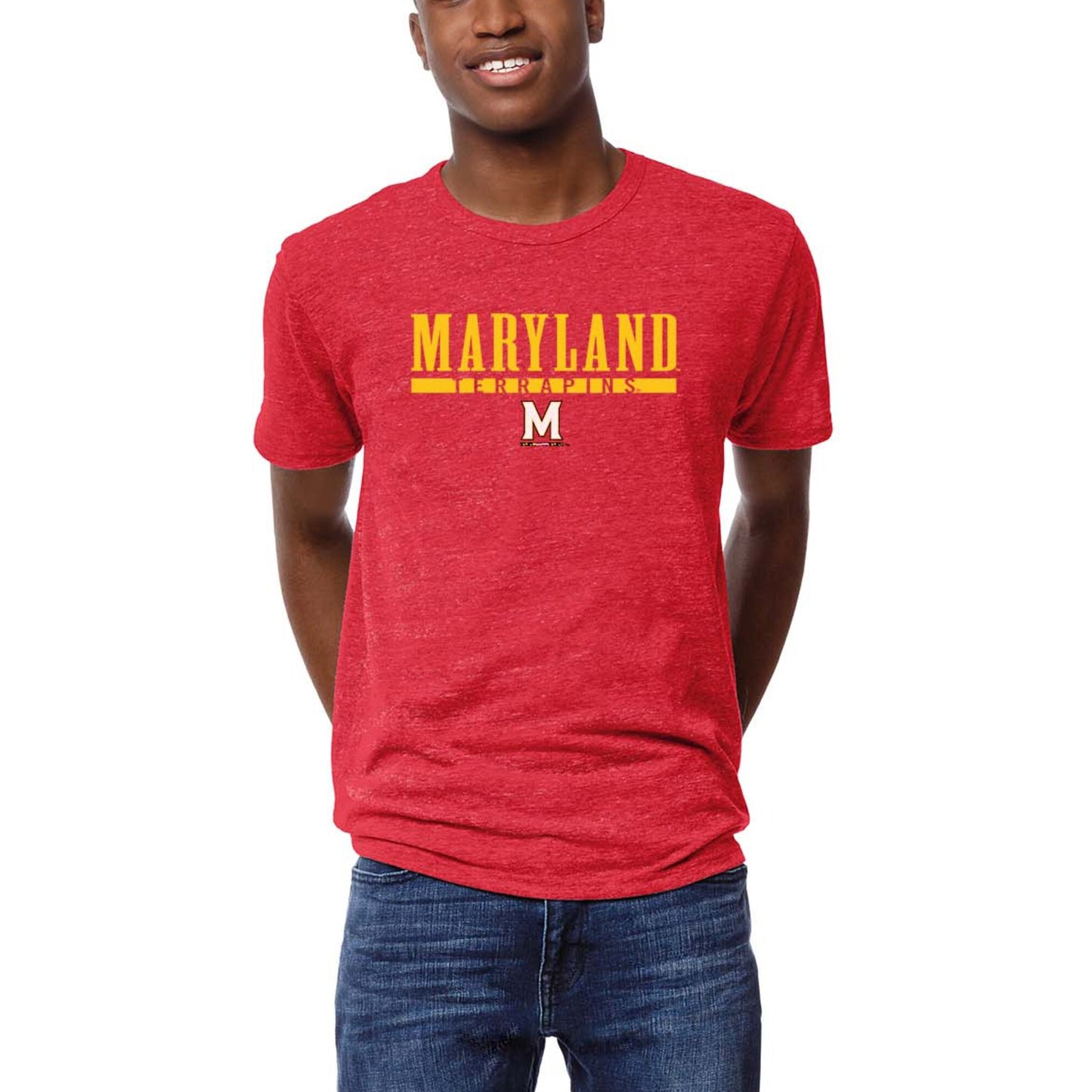 Men's League Collegiate Wear Heather Red Maryland Terrapins Victory Falls Tri-Blend T-Shirt