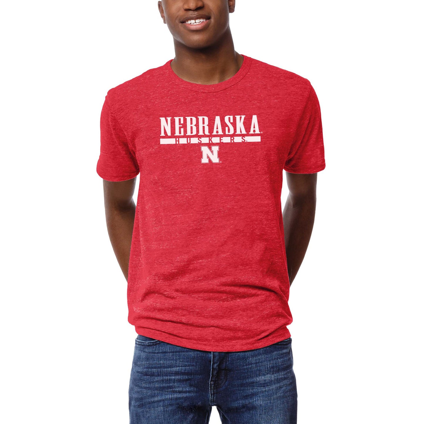 Men's League Collegiate Wear Scarlet Nebraska Huskers Victory Falls Tri-Blend T-Shirt