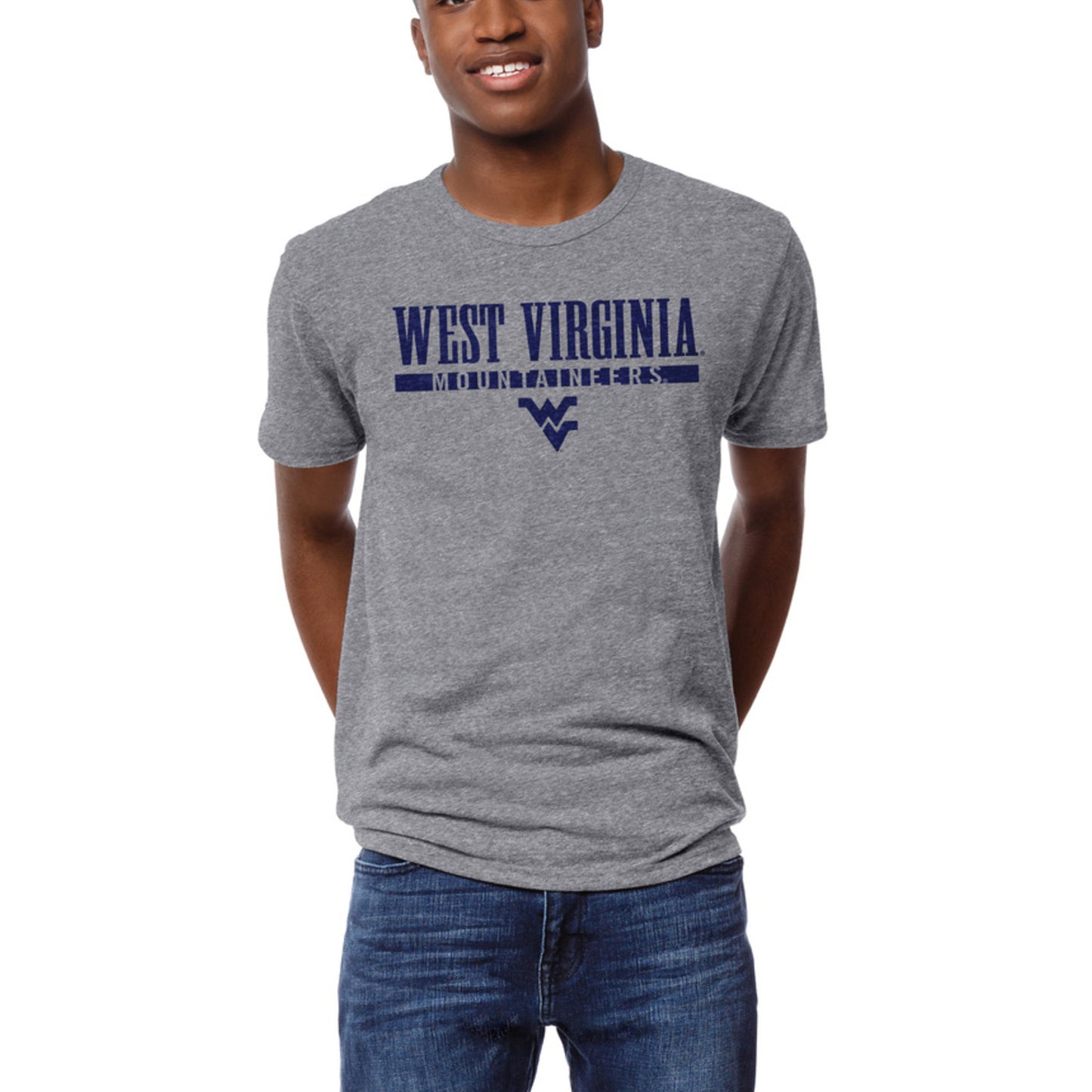 Men's League Collegiate Wear Heather Gray West Virginia Mountaineers Victory Falls Tri-Blend T-Shirt