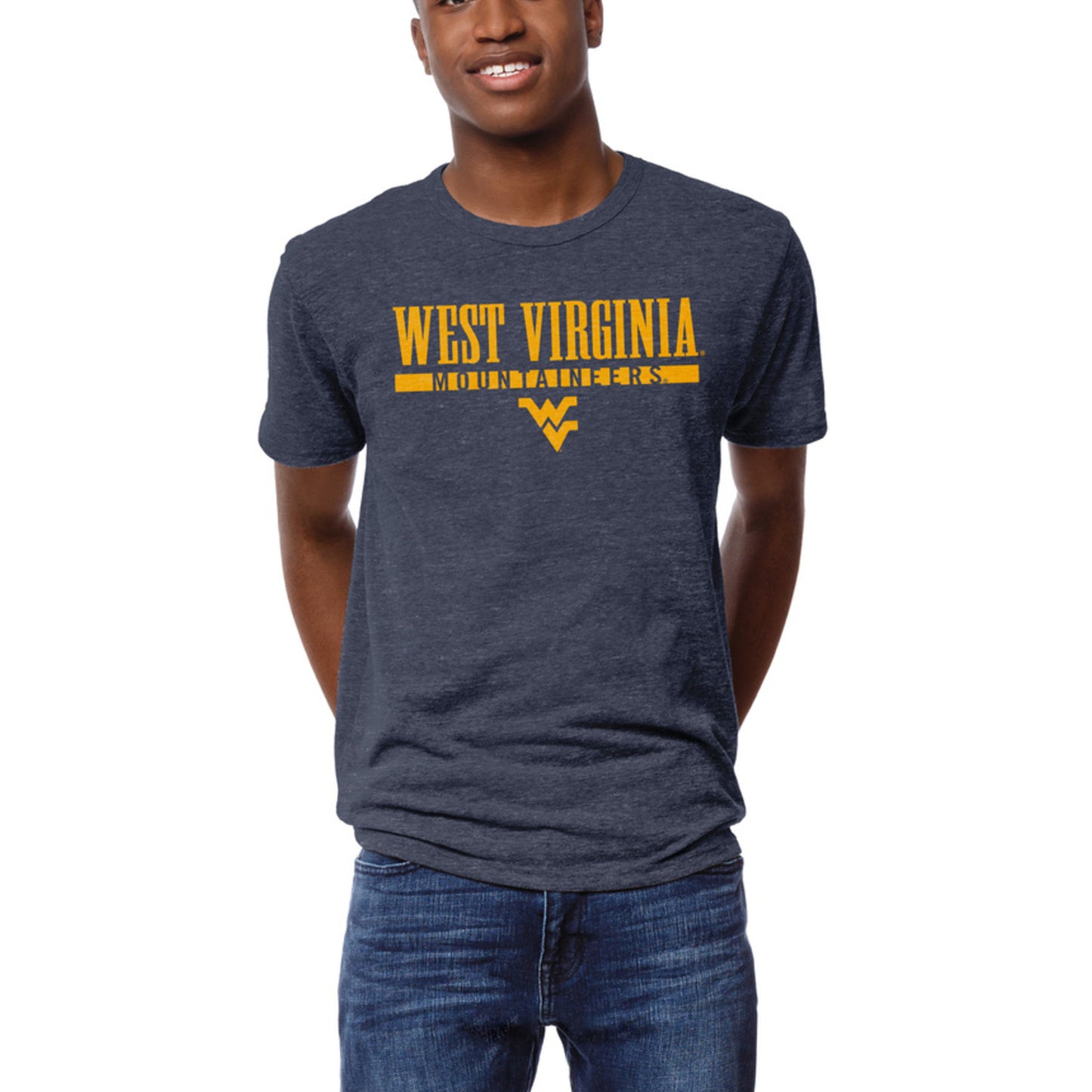 Men's League Collegiate Wear Heather Navy West Virginia Mountaineers Victory Falls Tri-Blend T-Shirt