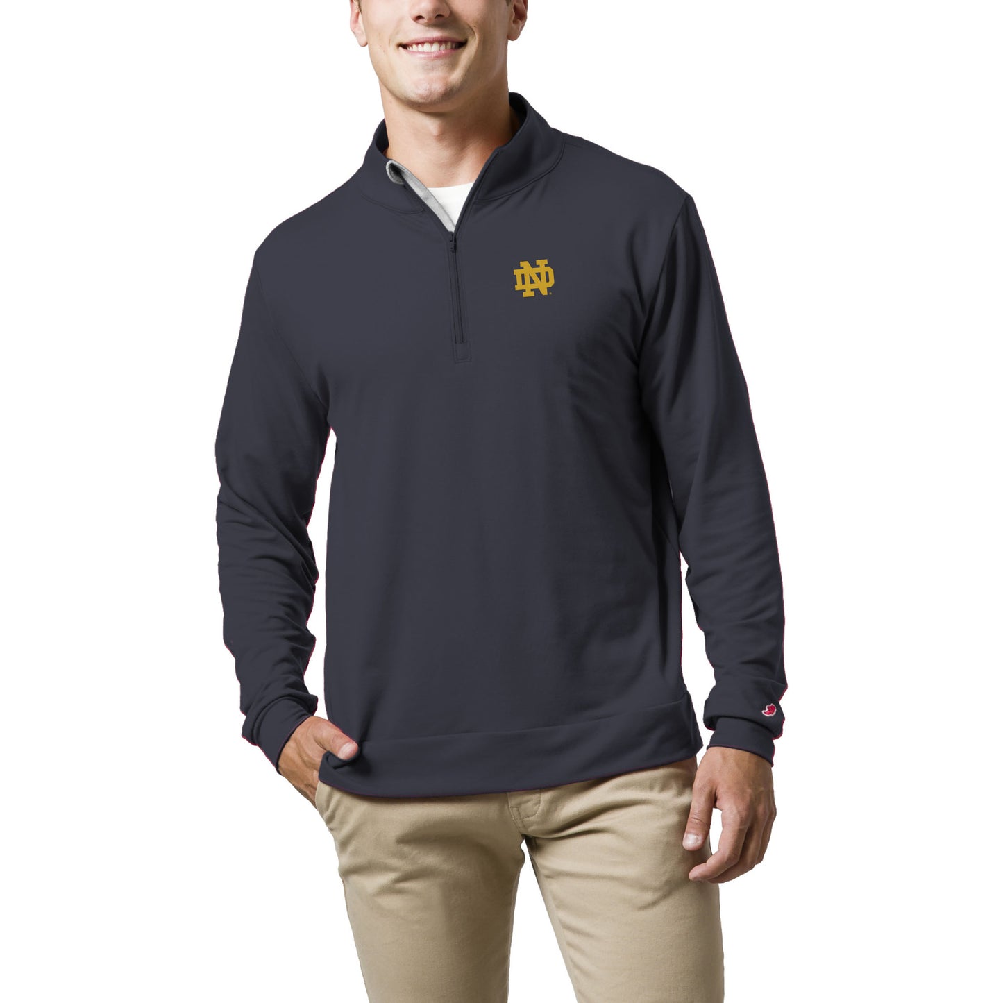 Men's League Collegiate Wear Navy Notre Dame Fighting Irish All Day Quarter-Zip Pullover Top