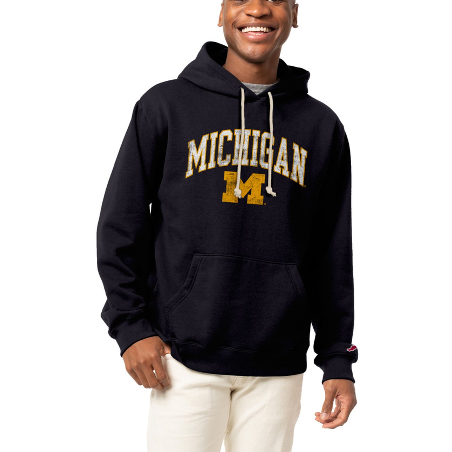 Men's League Collegiate Wear Navy Michigan Wolverines Essential Fleece Pullover Hoodie