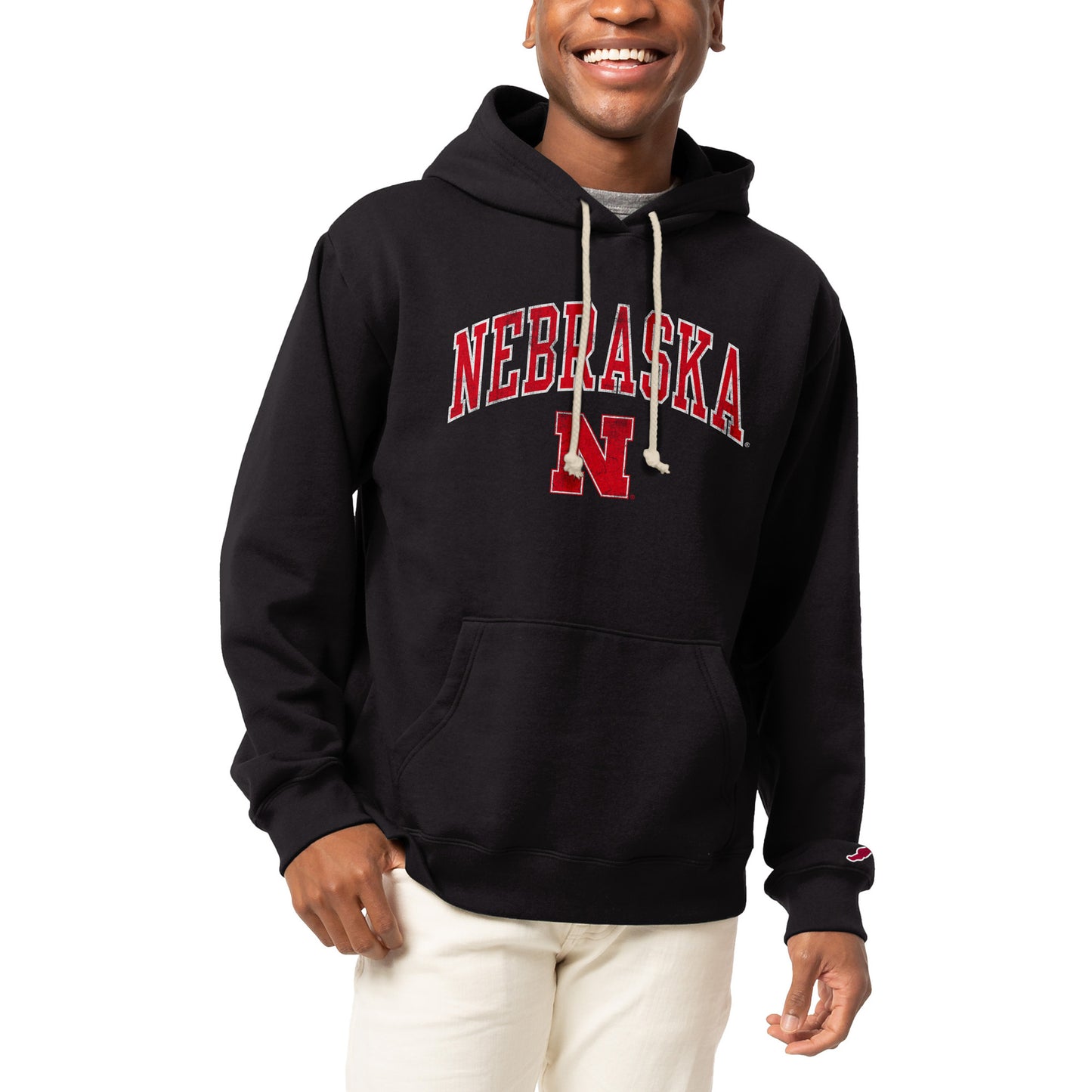Men's League Collegiate Wear Black Nebraska Huskers Essential Fleece Pullover Hoodie