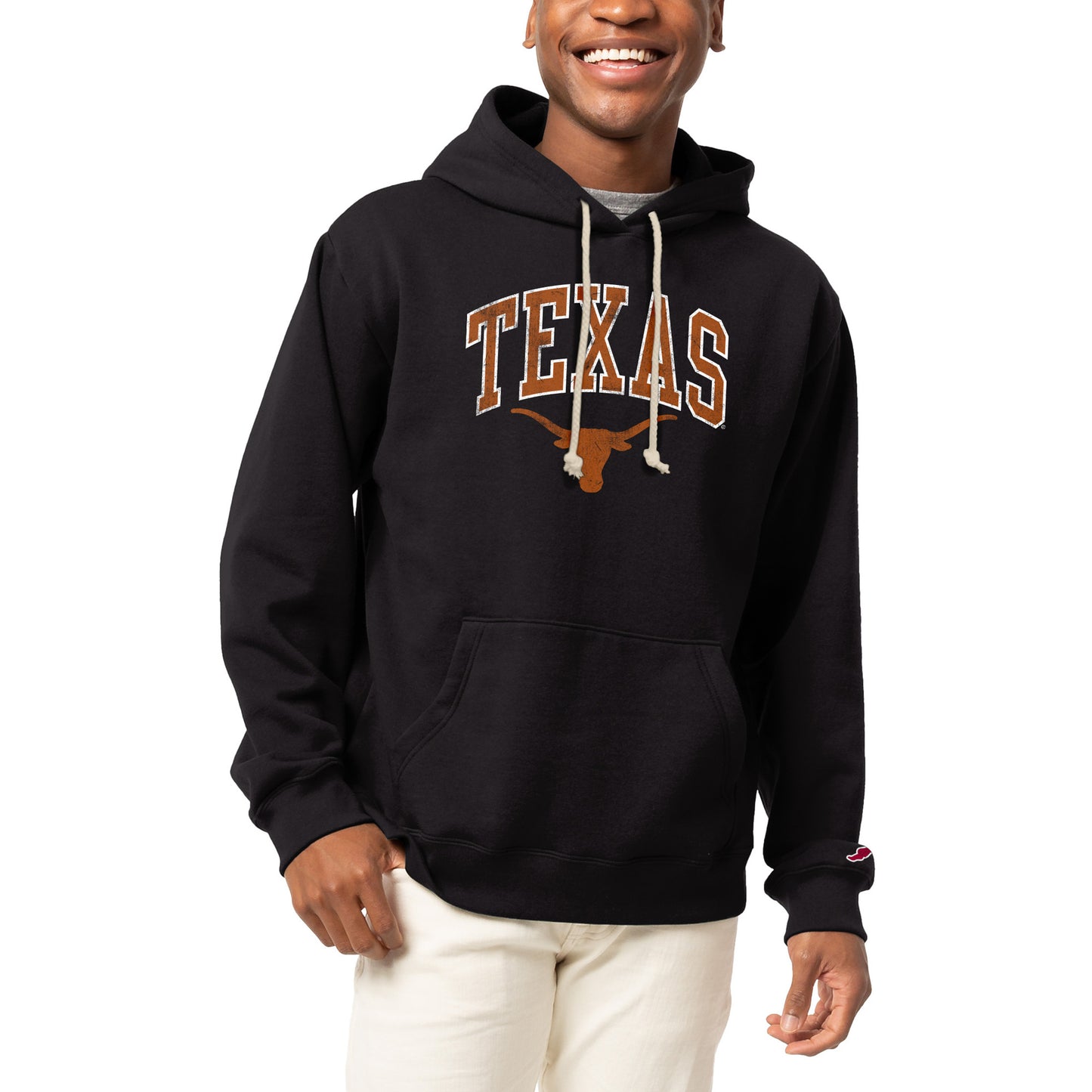Men's League Collegiate Wear Black Texas Longhorns Essential Fleece Pullover Hoodie
