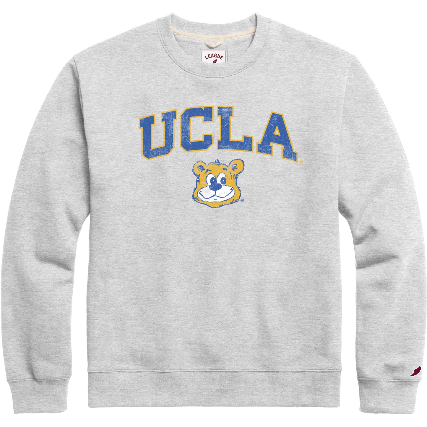 Men's League Collegiate Wear Heather Gray UCLA Bruins Distressed Arch Over Logo Lightweight Essential Fleece Pullover Sweatshirt