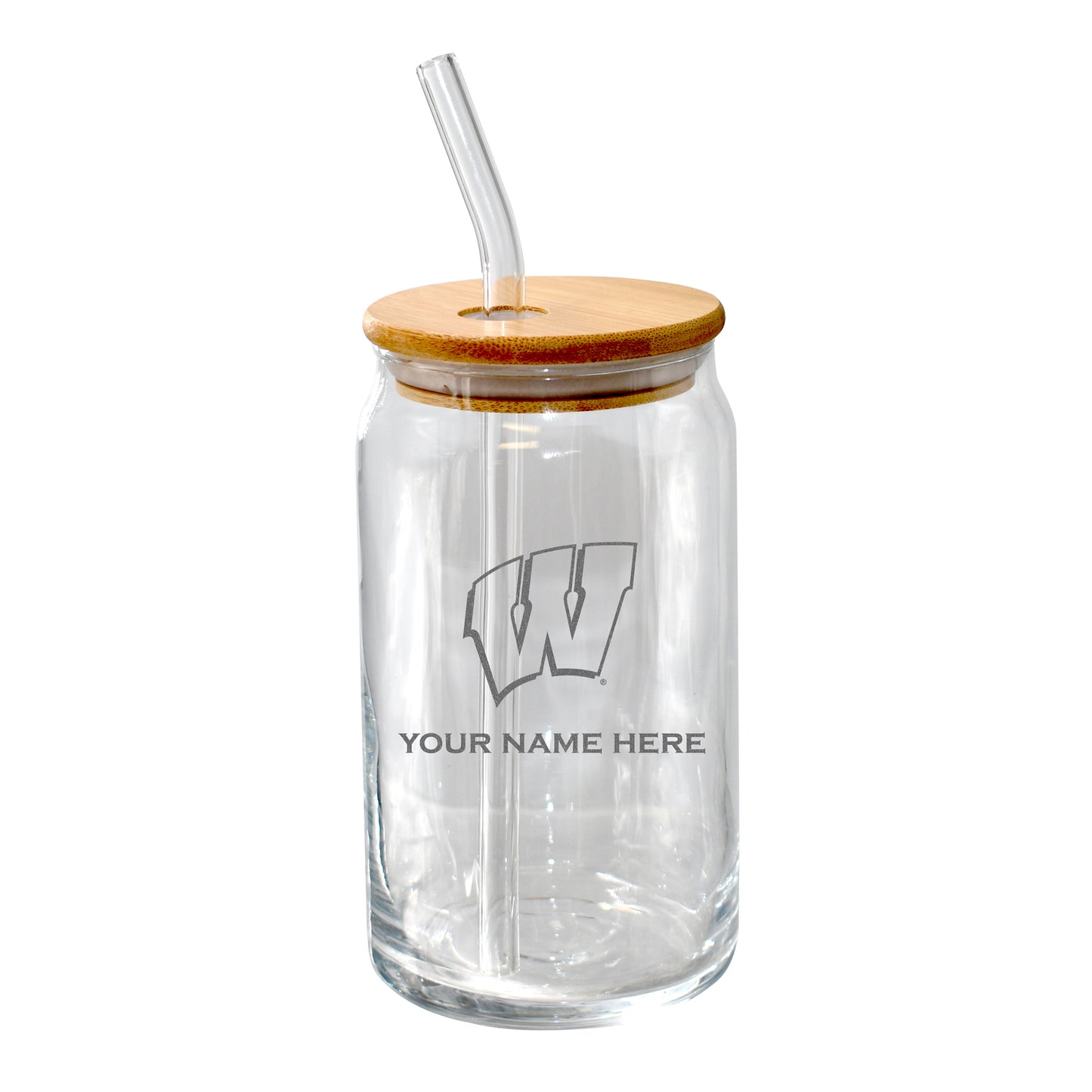 The Memory Company Wisconsin Badgers Etched 16oz. Personalized Glass Tumbler