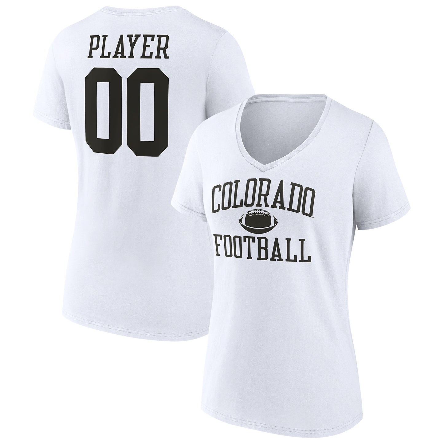 Women's White Colorado Buffaloes Football Pick-A-Player NIL Gameday Tradition V-Neck T-Shirt