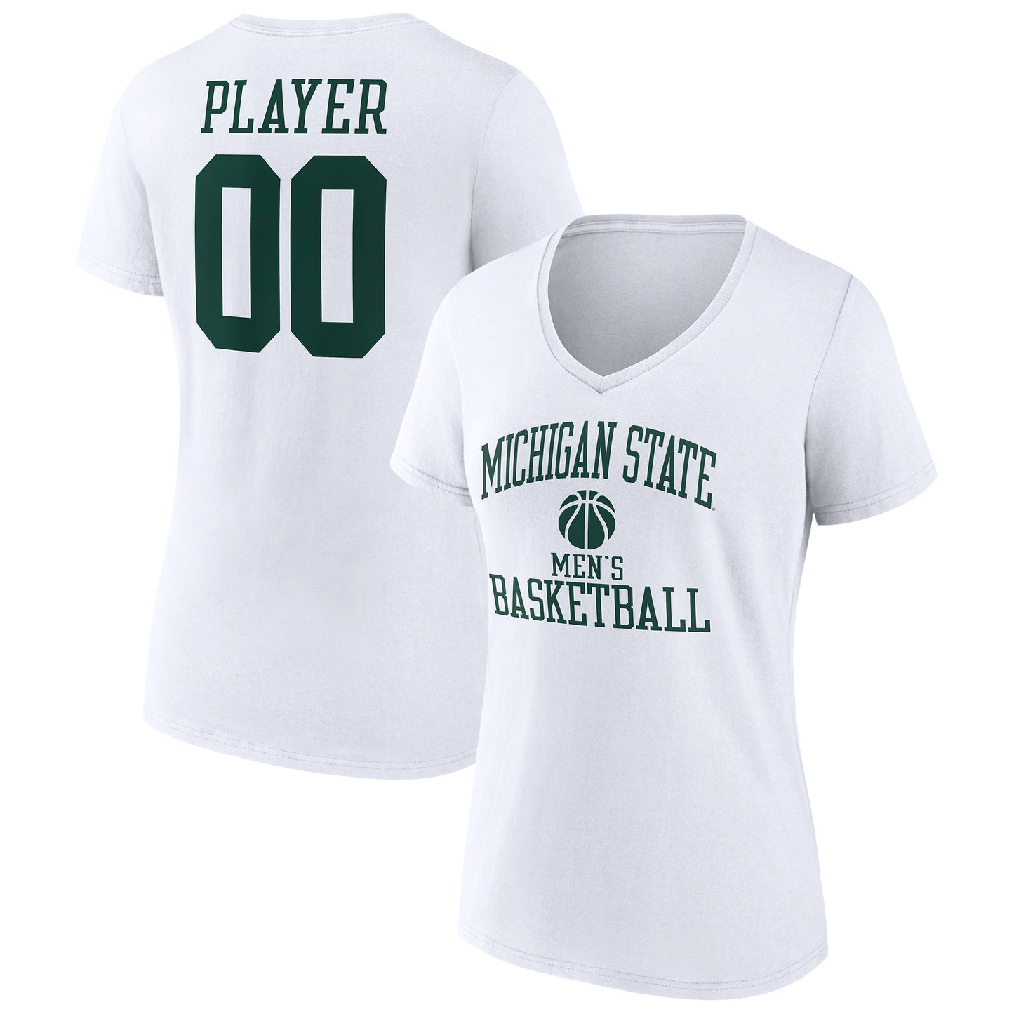 Women's White Michigan State Spartans Men's Basketball Pick-A-Player NIL Gameday Tradition V-Neck T-Shirt