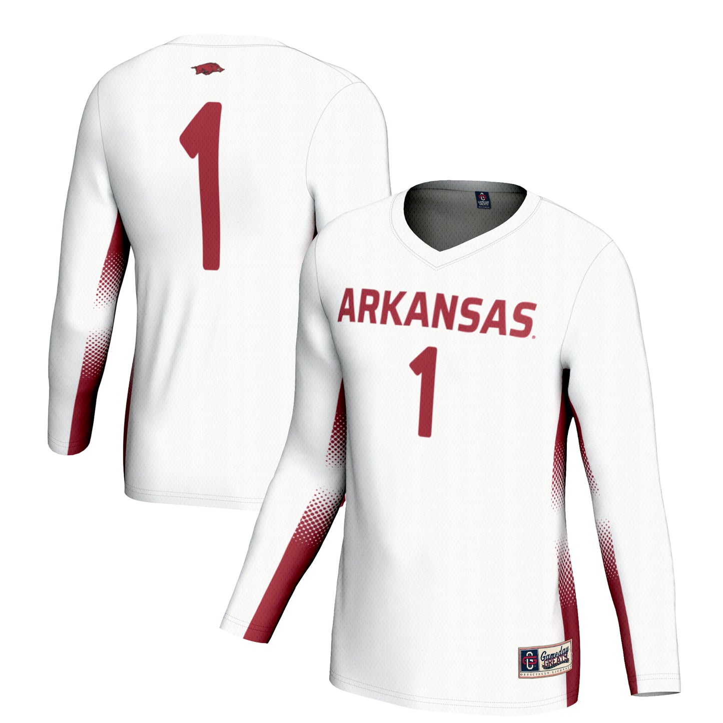 Unisex GameDay Greats #1 White Arkansas Razorbacks Lightweight Volleyball Jersey