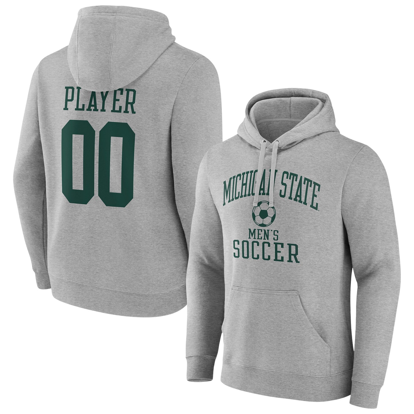 Men's Gray Michigan State Spartans Men's Soccer Pick-A-Player NIL Gameday Tradition Pullover Hoodie