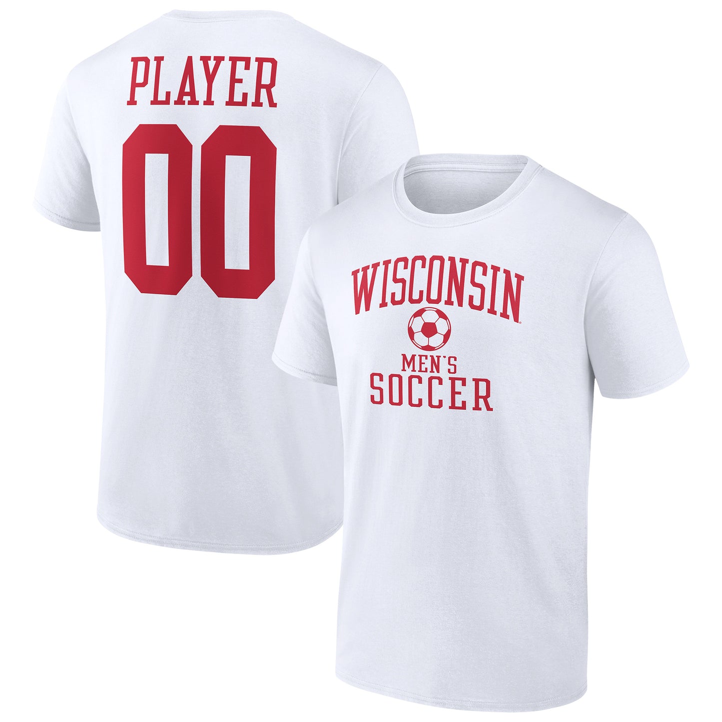 Men's White Wisconsin Badgers Men's Soccer Pick-A-Player NIL Gameday Tradition T-Shirt
