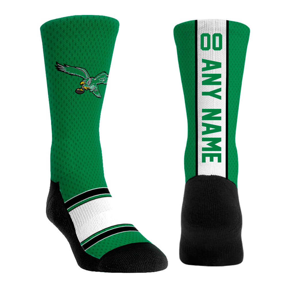 Youth Rock Em Socks Kelly Green Philadelphia Eagles Throwback Jersey Custom Crew Socks