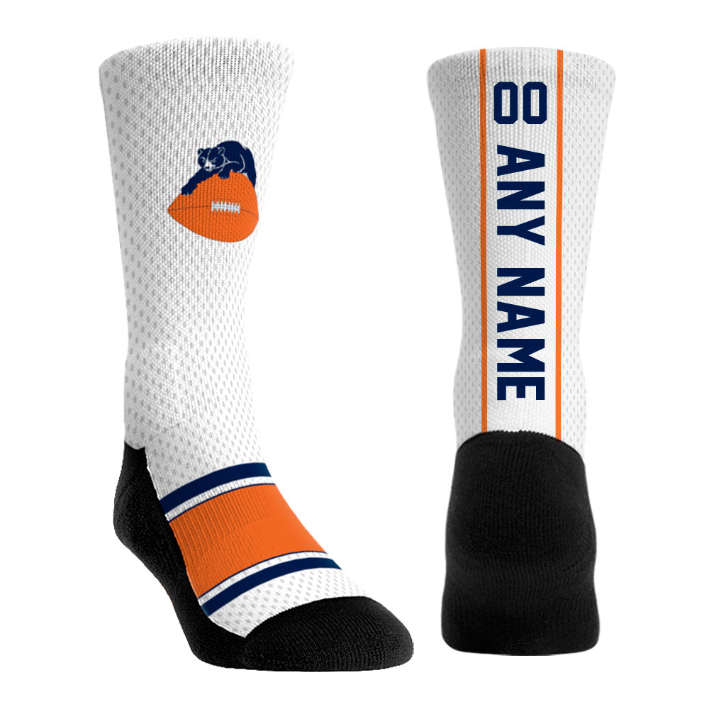 Unisex Rock Em Socks White Chicago Bears Throwback Jersey Custom Crew Socks