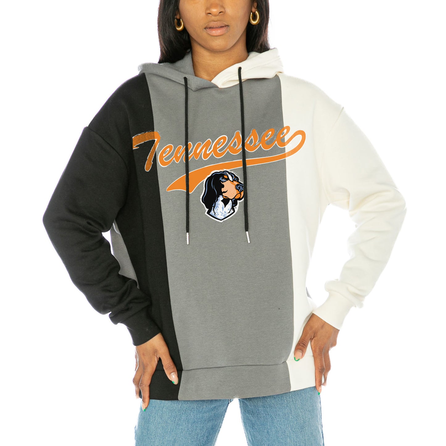 Women's Gameday Couture Black/White Tennessee Volunteers Go All In Tri-Color Pullover Hoodie