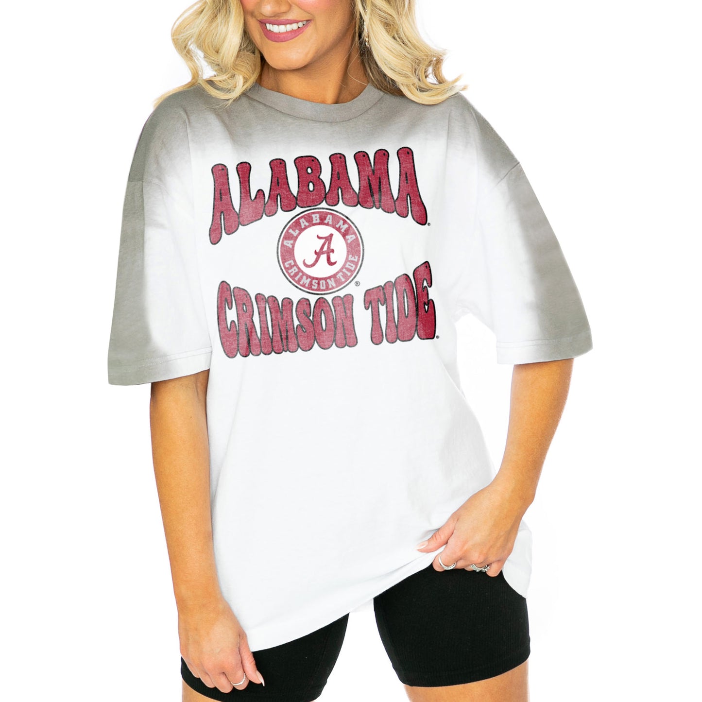 Women's Gameday Couture White/Gray Alabama Crimson Tide Campus Glory Colorwave Oversized T-Shirt