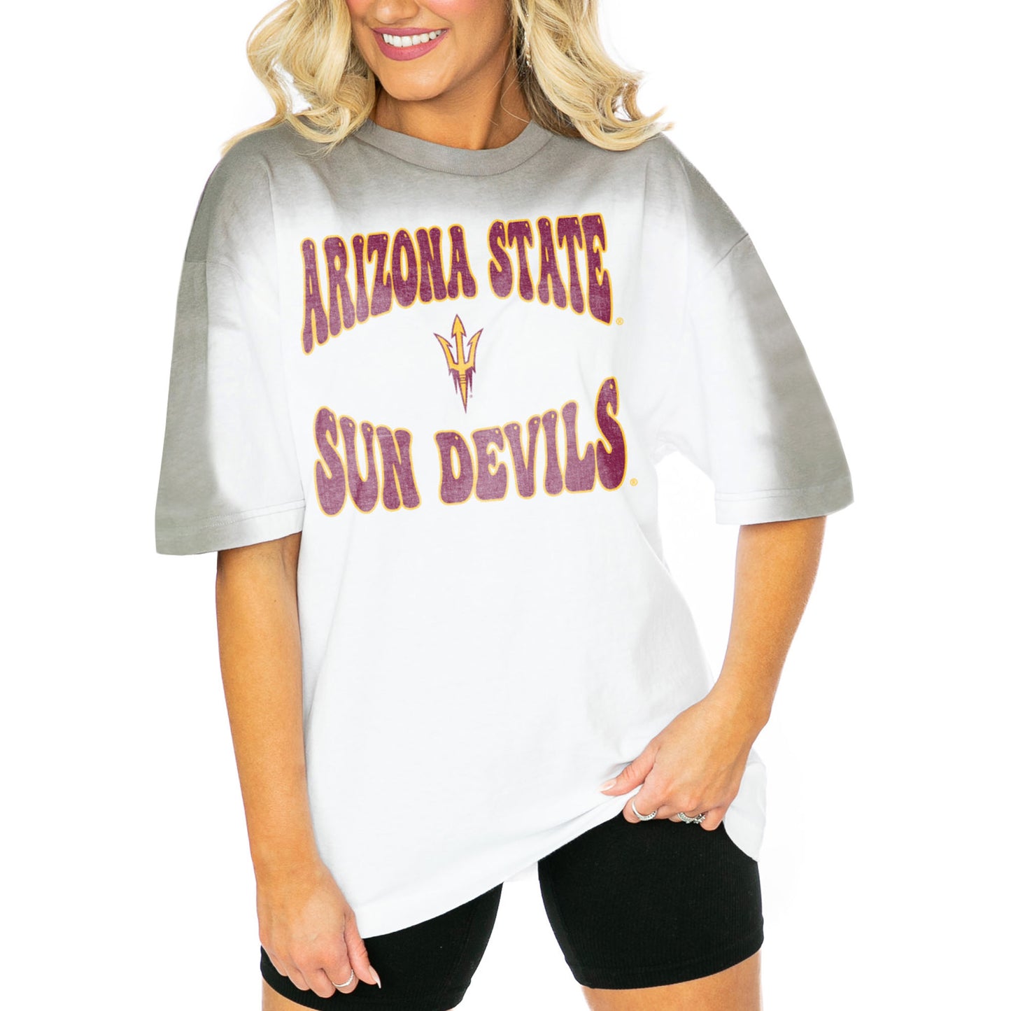 Women's Gameday Couture White/Gray Arizona State Sun Devils Campus Glory Colorwave Oversized T-Shirt