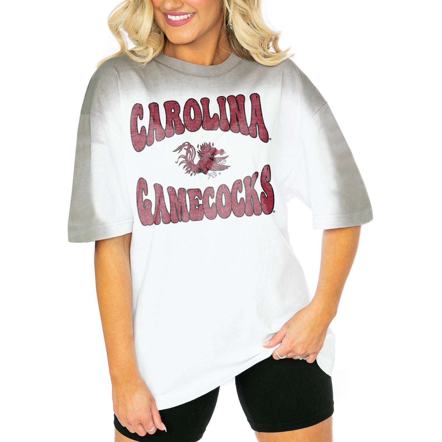 Women's Gameday Couture White/Gray South Carolina Gamecocks Campus Glory Colorwave Oversized T-Shirt