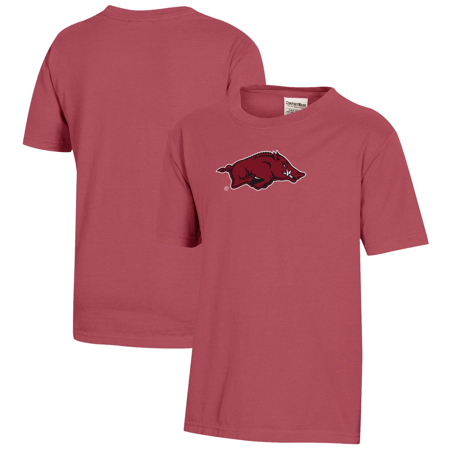 Youth Cardinal Arkansas Razorbacks Logo Comfort Wash T-Shirt