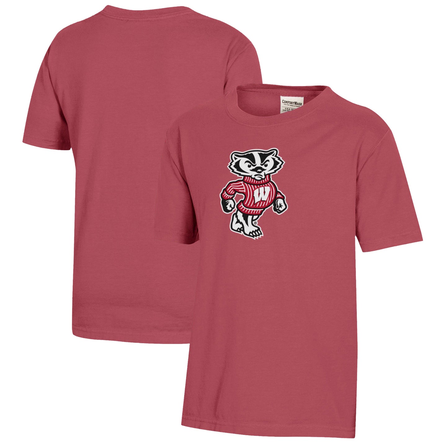 Youth Red Wisconsin Badgers Logo Comfort Wash T-Shirt