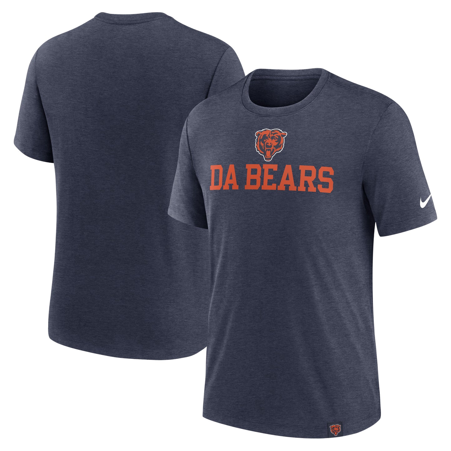 Men's Nike Heather Navy Chicago Bears Blitz Tri-Blend T-Shirt