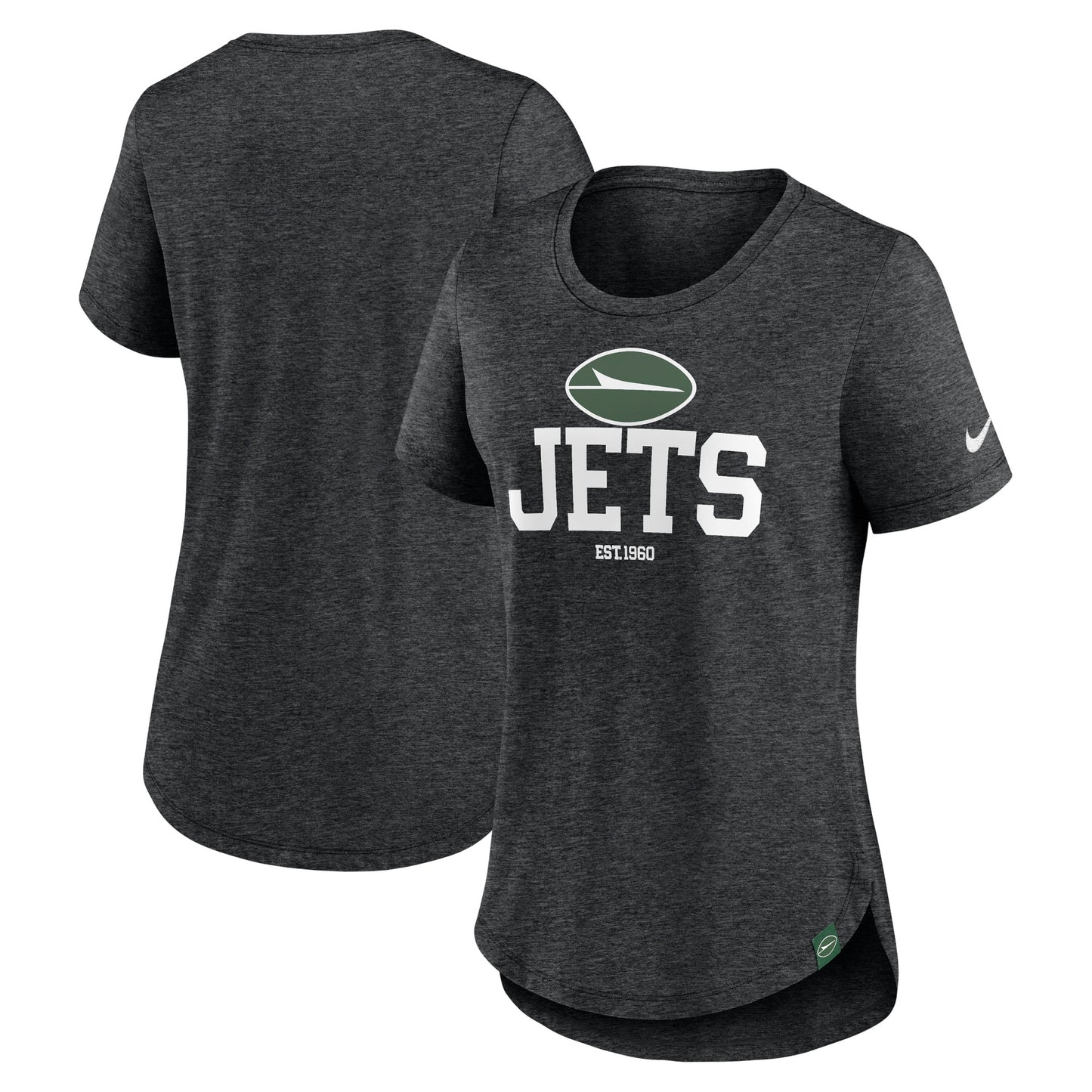 Women's Nike Heather Black New York Jets Fashion Tri-Blend T-Shirt