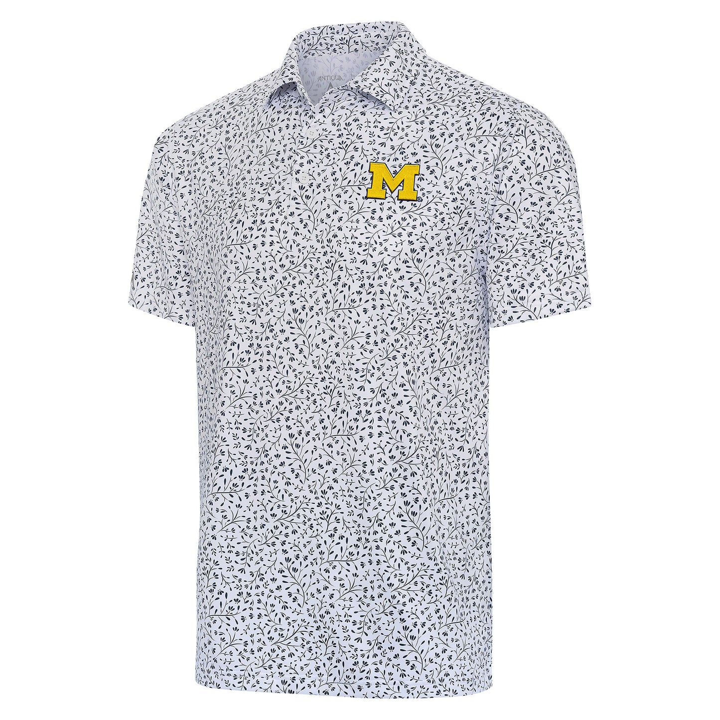 Men's Antigua White/Navy Michigan Wolverines Motion Polo