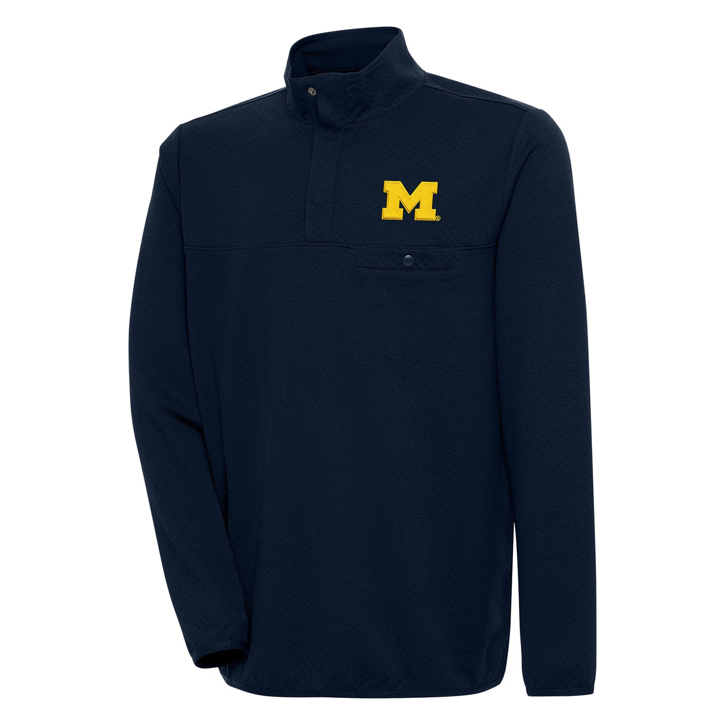 Men's Antigua Navy Michigan Wolverines Steamer Quarter-Snap Pullover Jacket