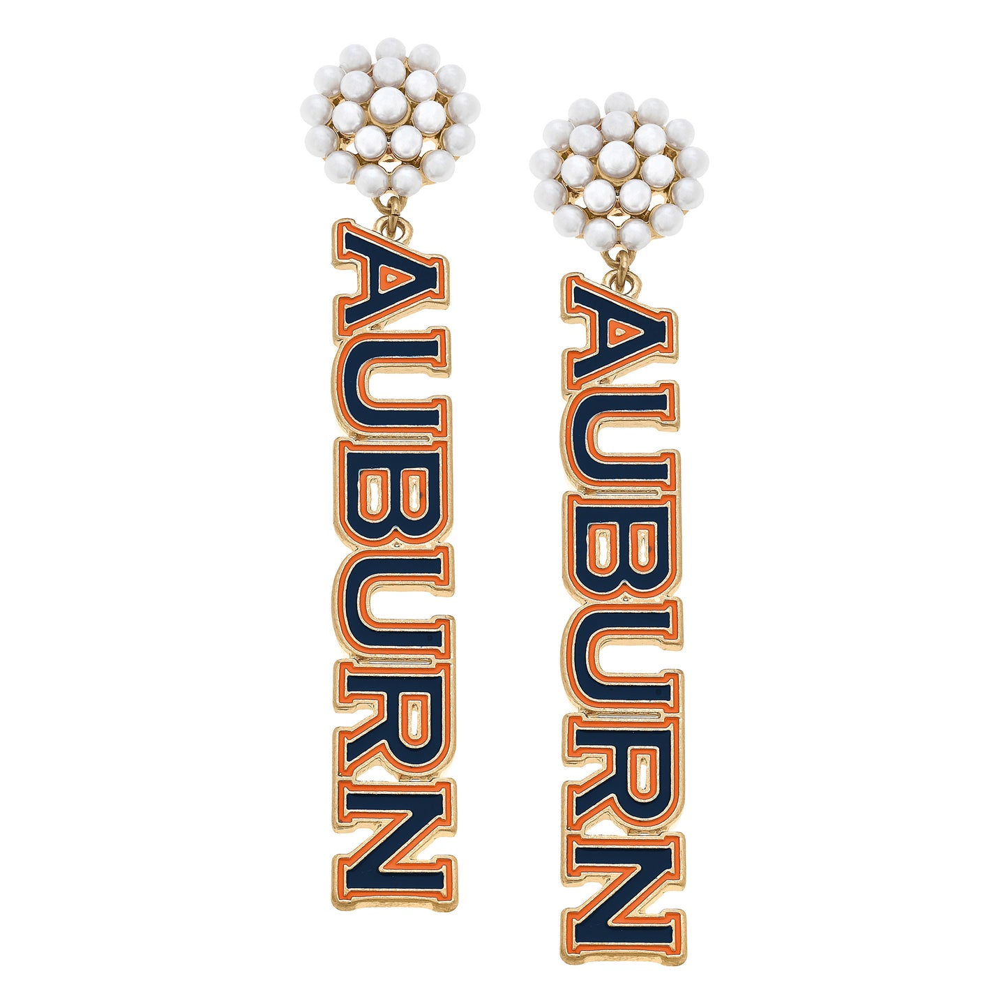 Women's Auburn Tigers Pearl Cluster Outline Enamel Drop Earrings