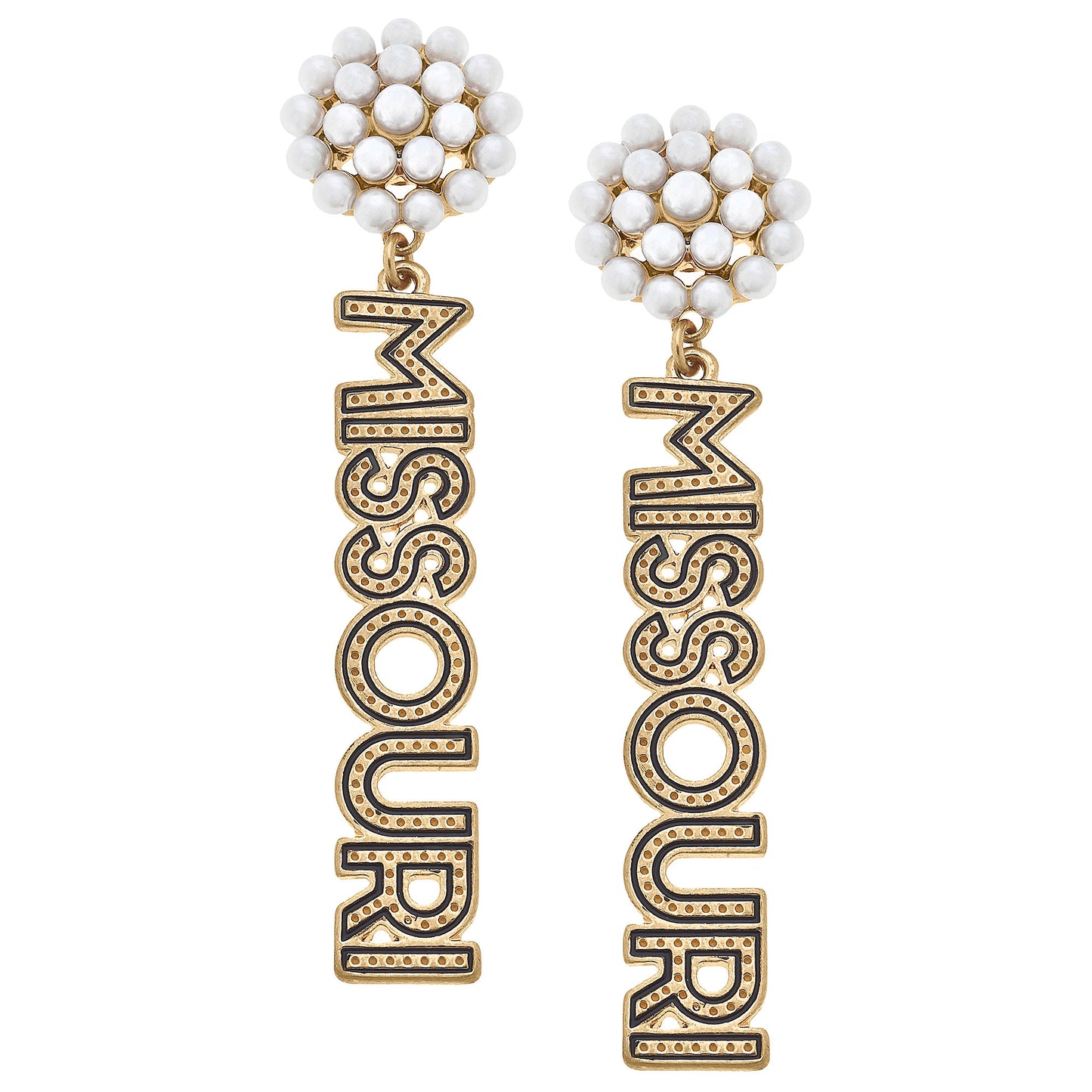 Women's Missouri Tigers Pearl Cluster Dotted Enamel Drop Earrings