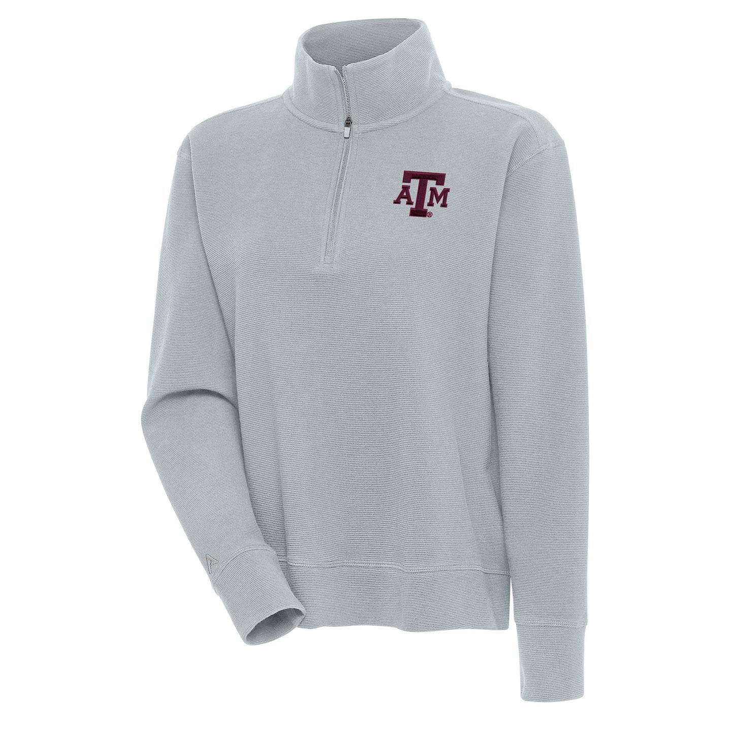 Women's Antigua Gray Texas A&M Aggies Portal Quarter-Zip Pullover Top