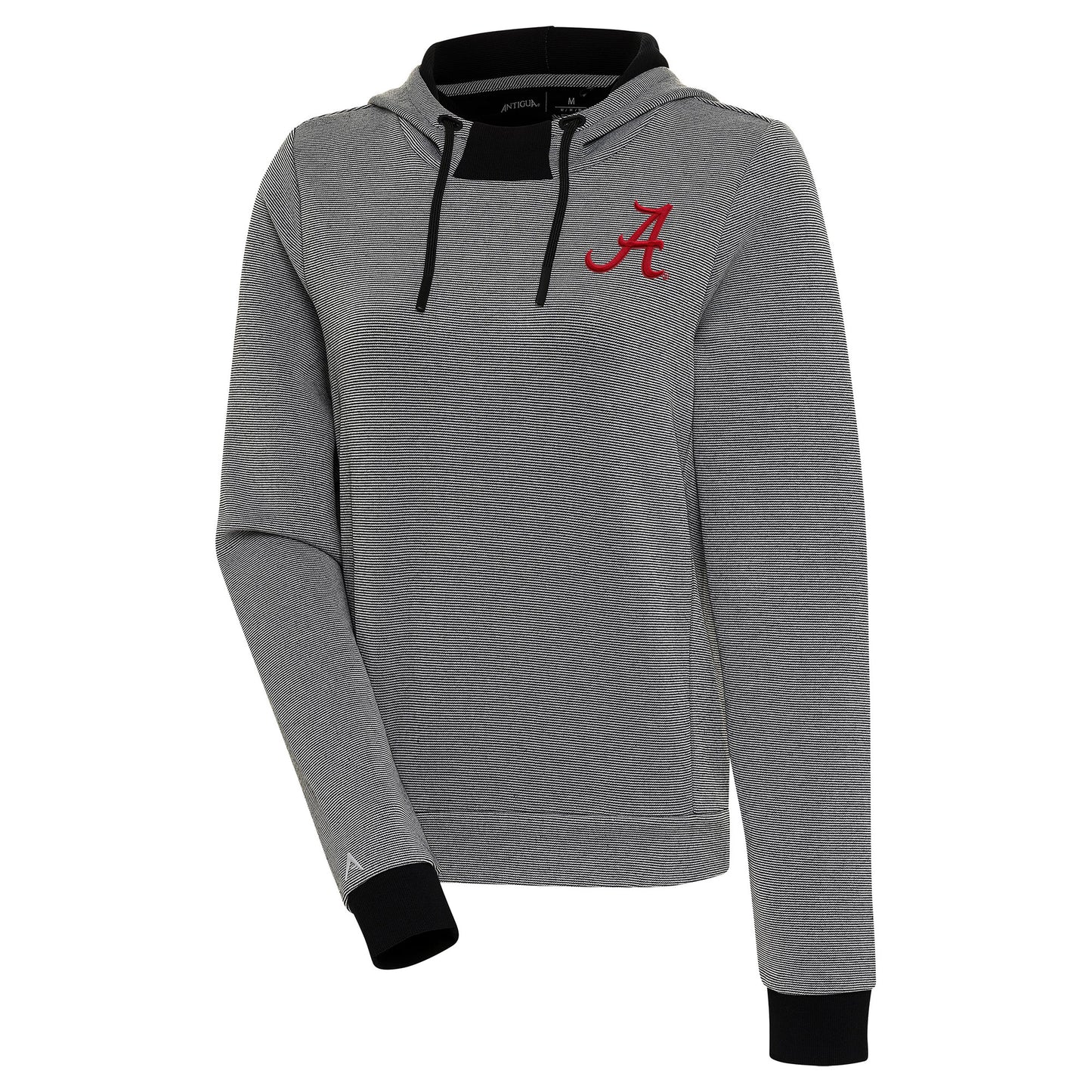 Women's Antigua Black/White Alabama Crimson Tide Axe Bunker Tri-Blend Pullover Hoodie