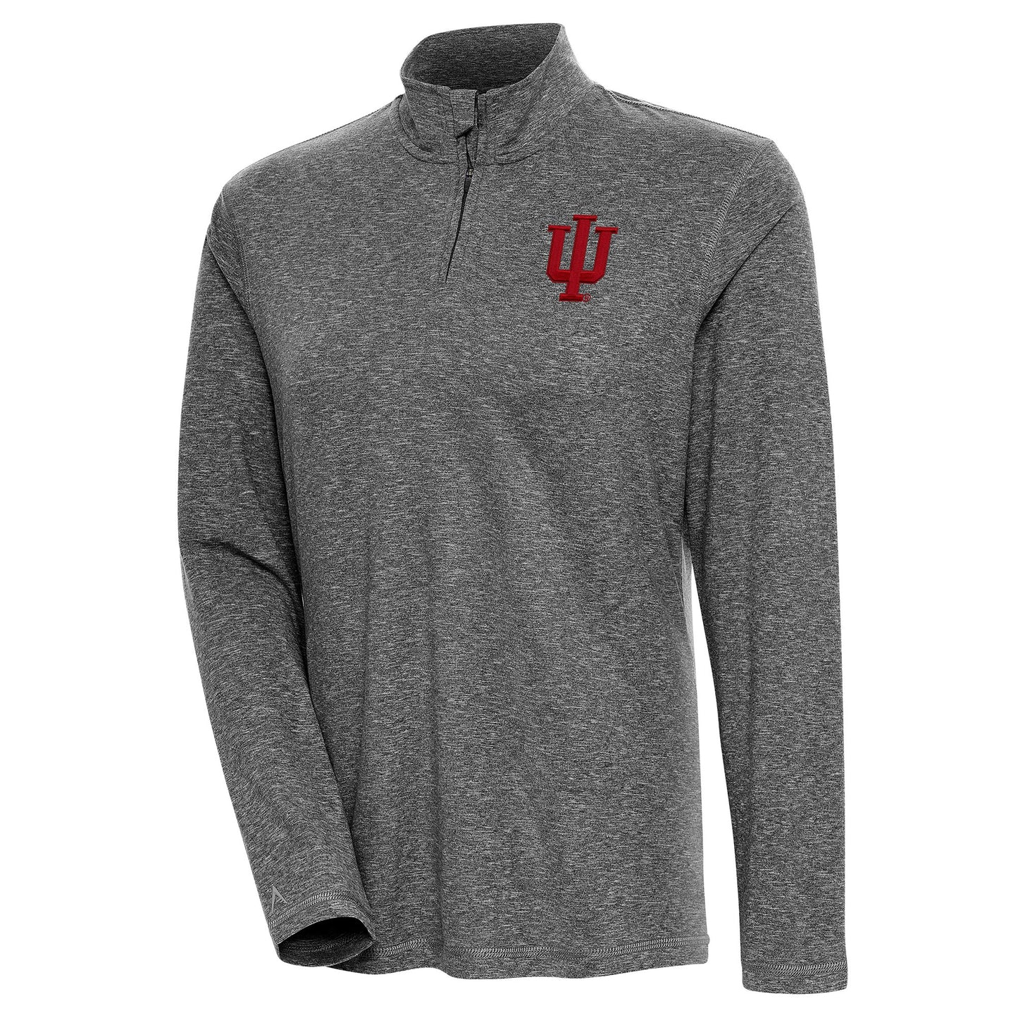 Women's Antigua Heather Black Indiana Hoosiers Confront Quarter-Zip Pullover Top