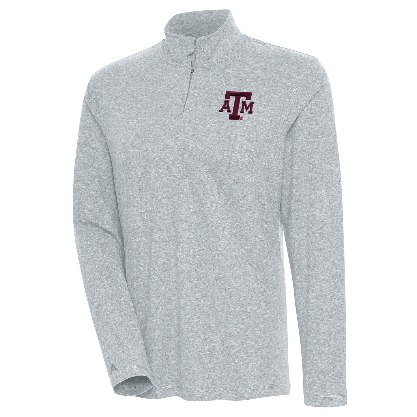 Women's Antigua Heather Gray Texas A&M Aggies Confront Quarter-Zip Pullover Top