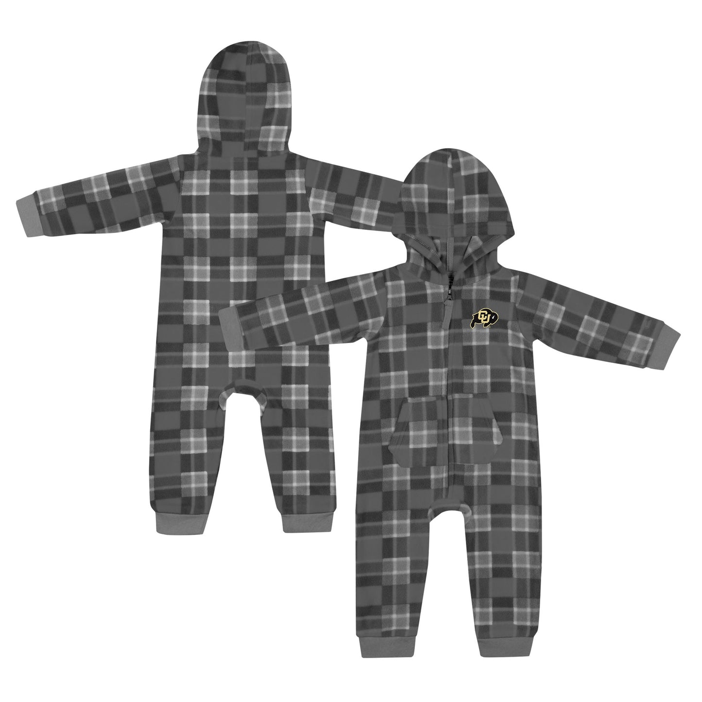 Infant Colosseum Black Colorado Buffaloes Full-Zip Plaid Hoodie Long Sleeve Jumper