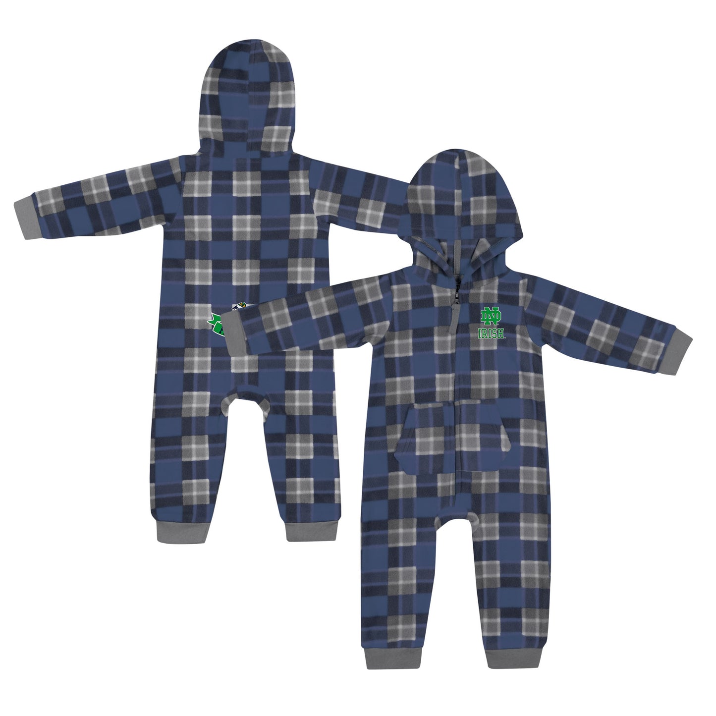 Infant Colosseum Navy Notre Dame Fighting Irish Full-Zip Plaid Hoodie Long Sleeve Jumper