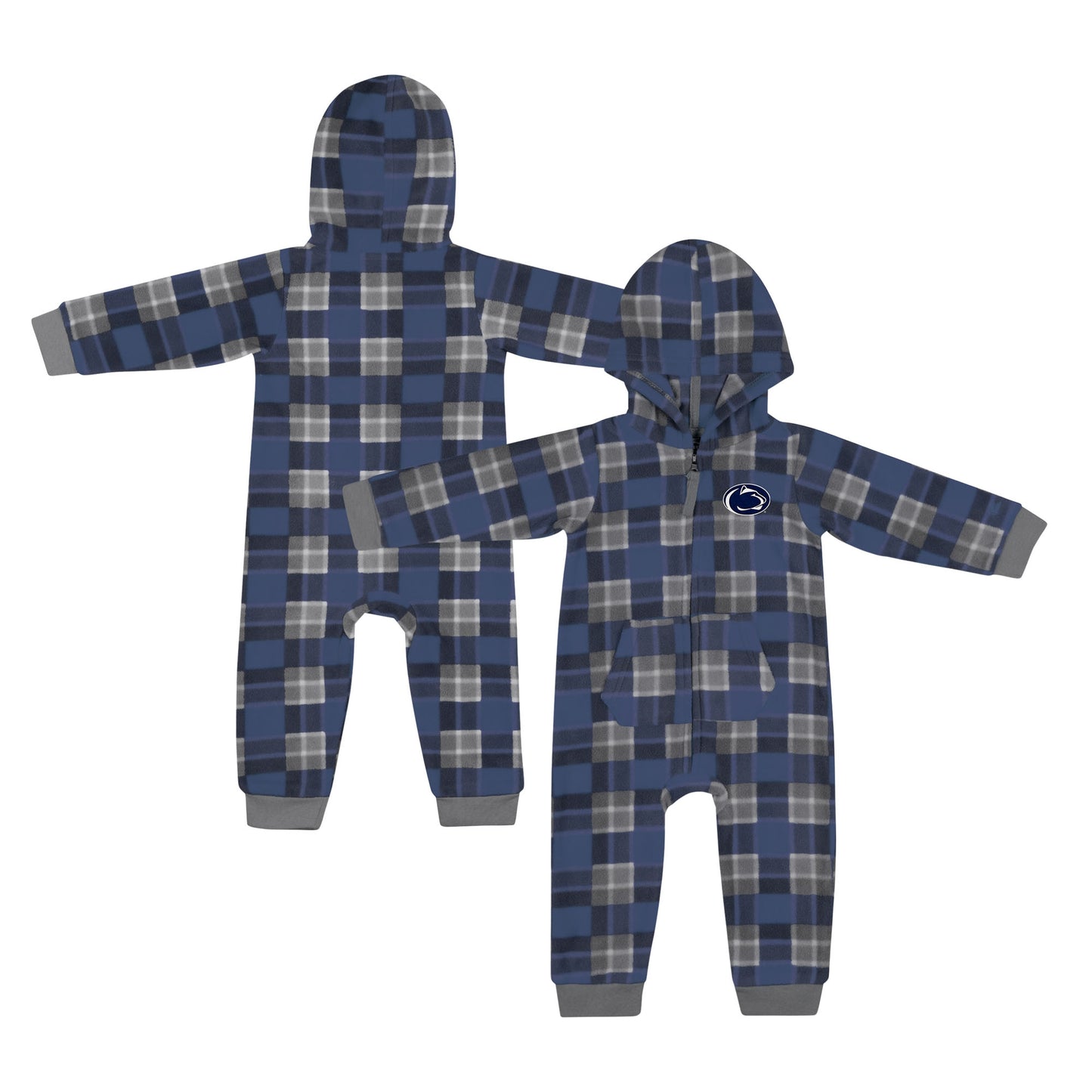 Infant Colosseum Navy Penn State Nittany Lions Full-Zip Plaid Hoodie Long Sleeve Jumper