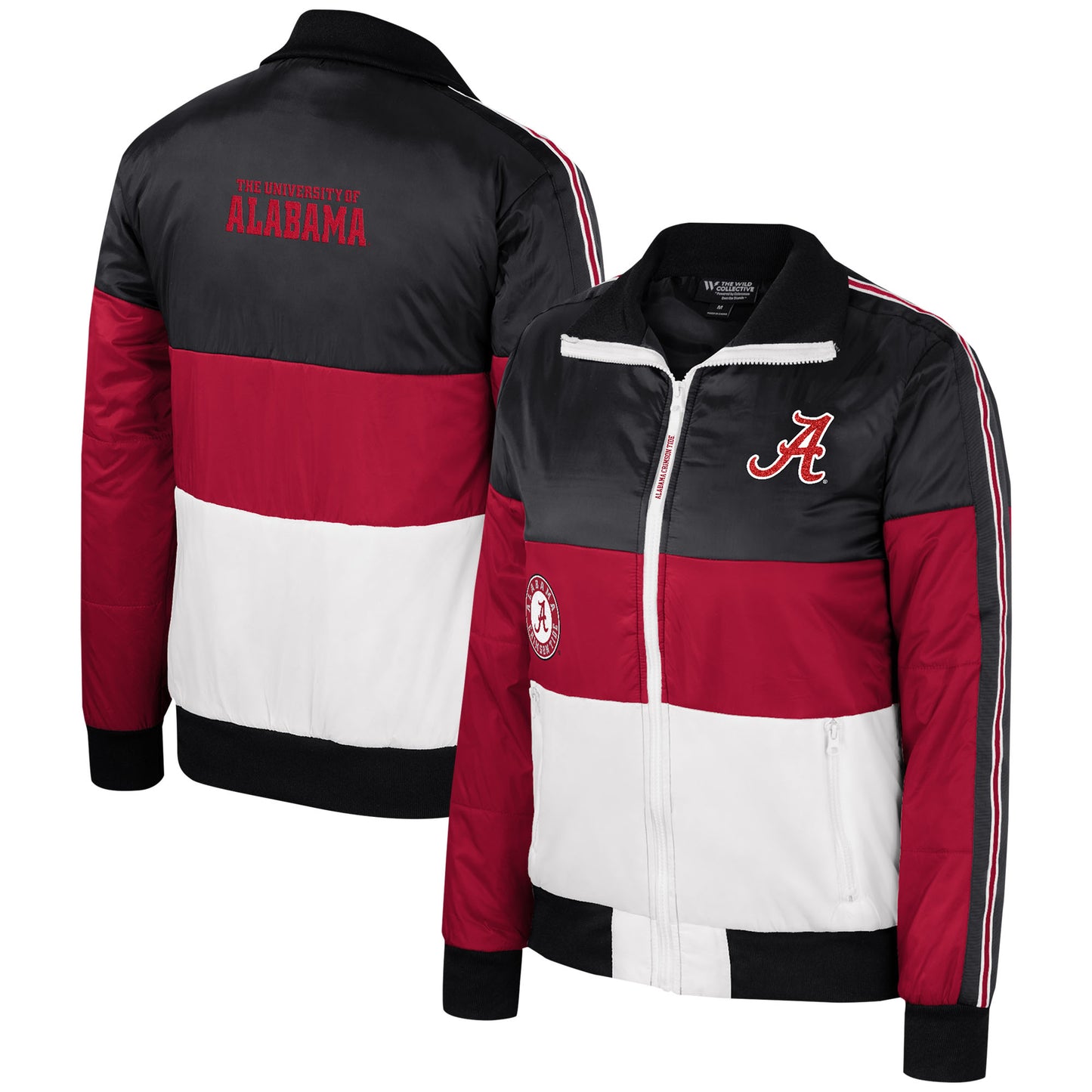Women's The Wild Collective Crimson Alabama Crimson Tide Color-Block Puffer Full-Zip Jacket