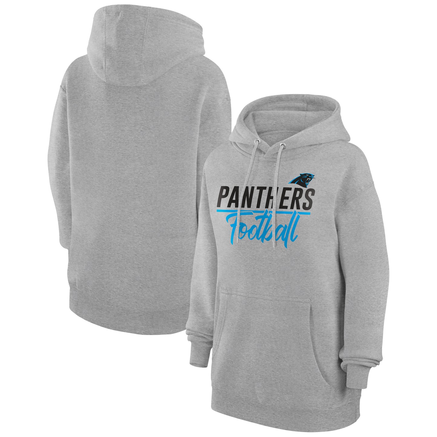 Women's G-III 4Her by Carl Banks Heather Gray Carolina Panthers Graphic Fleece Pullover Hoodie