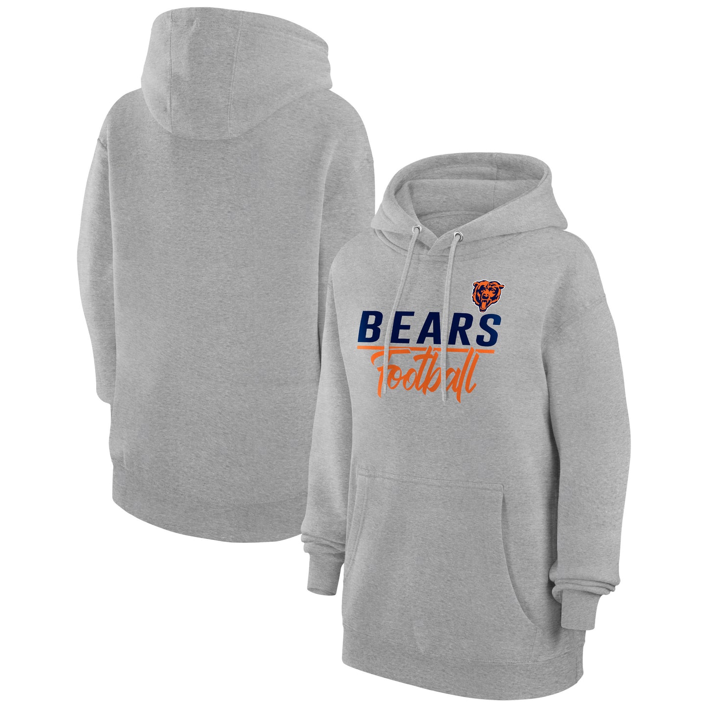 Women's G-III 4Her by Carl Banks Heather Gray Chicago Bears Graphic Fleece Pullover Hoodie