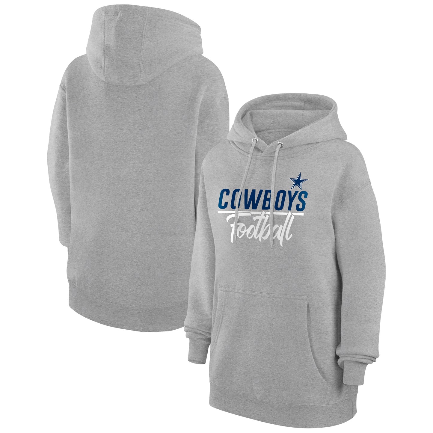 Women's G-III 4Her by Carl Banks Heather Gray Dallas Cowboys Graphic Fleece Pullover Hoodie