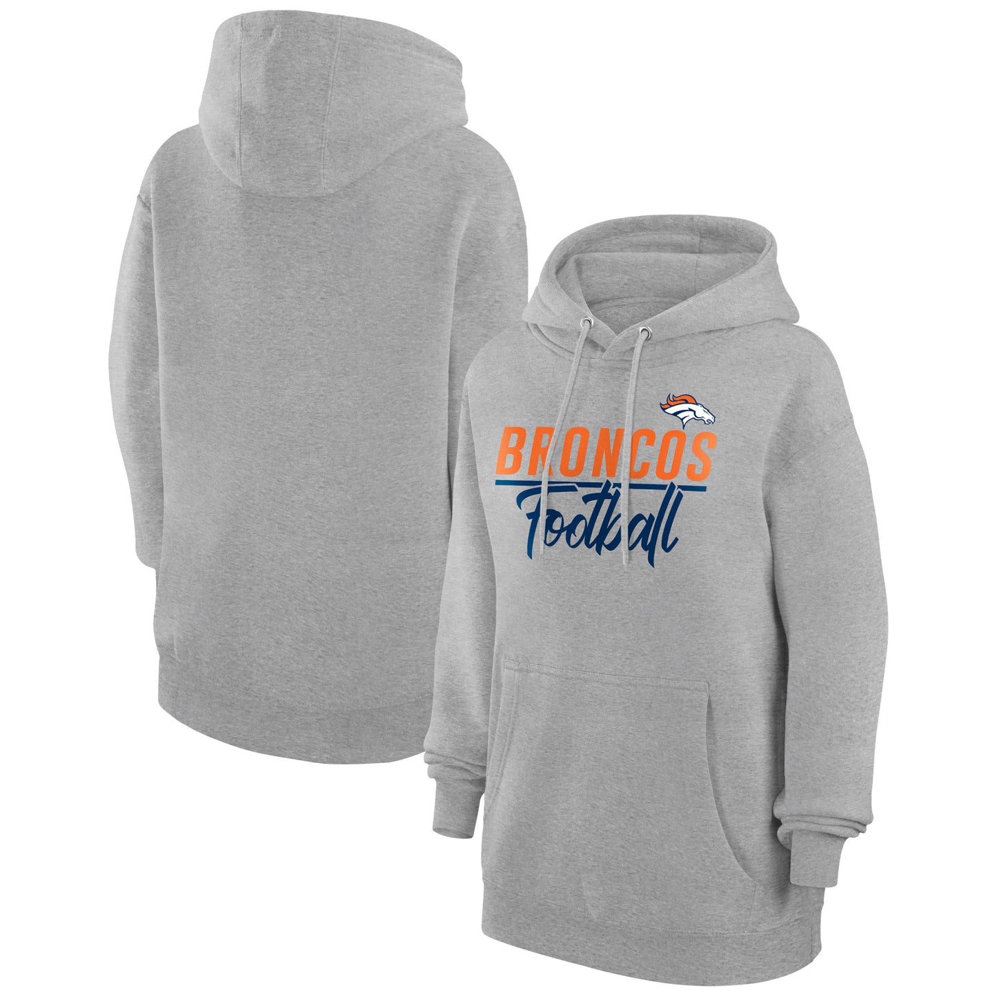 Women's G-III 4Her by Carl Banks Heather Gray Denver Broncos Graphic Fleece Pullover Hoodie