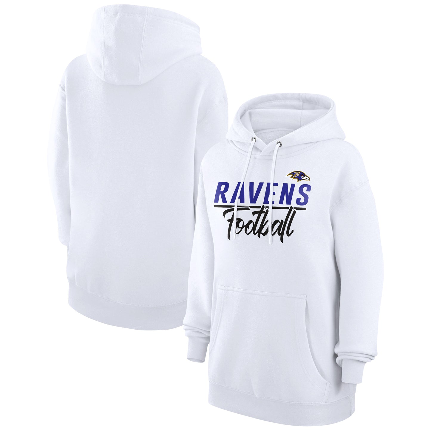 Women's G-III 4Her by Carl Banks White Baltimore Ravens Graphic Fleece Pullover Hoodie