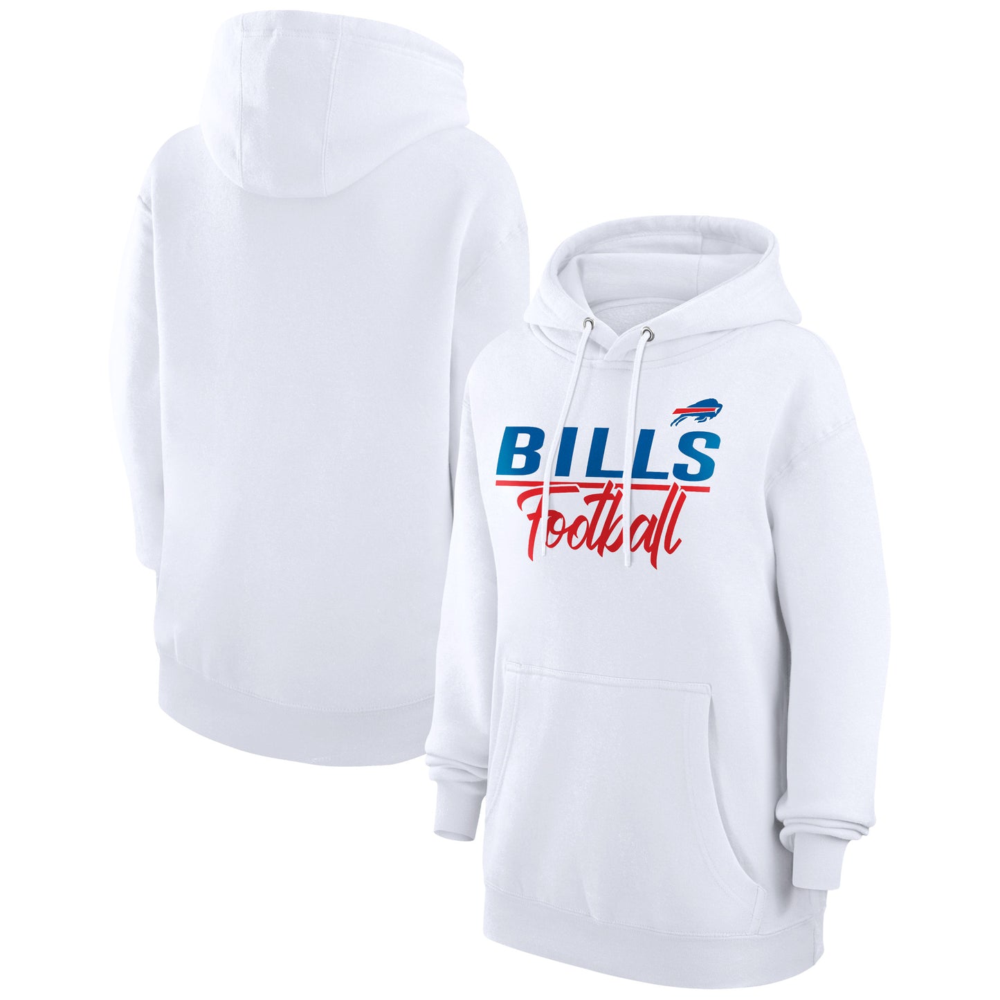 Women's G-III 4Her by Carl Banks White Buffalo Bills Graphic Fleece Pullover Hoodie