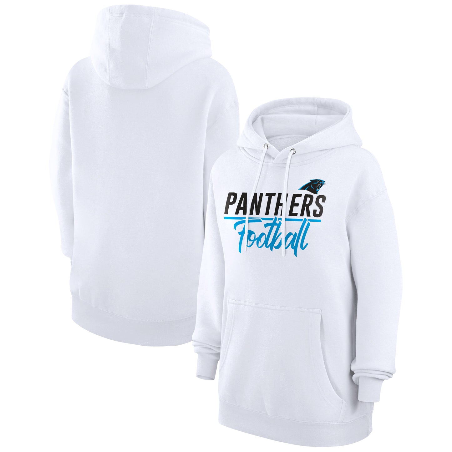 Women's G-III 4Her by Carl Banks White Carolina Panthers Graphic Fleece Pullover Hoodie