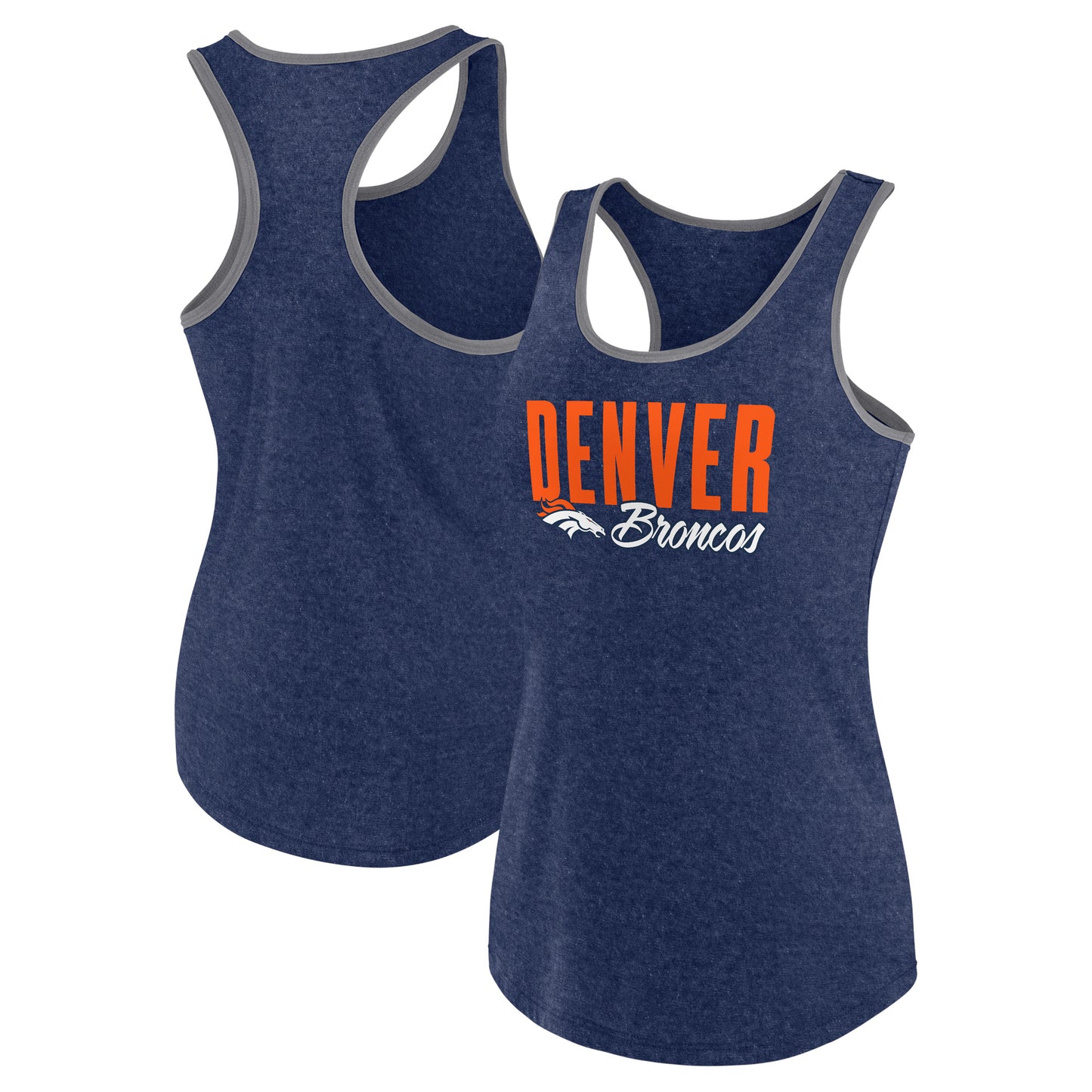 Women's Fanatics Heather Navy Denver Broncos Fuel Racerback Tank Top