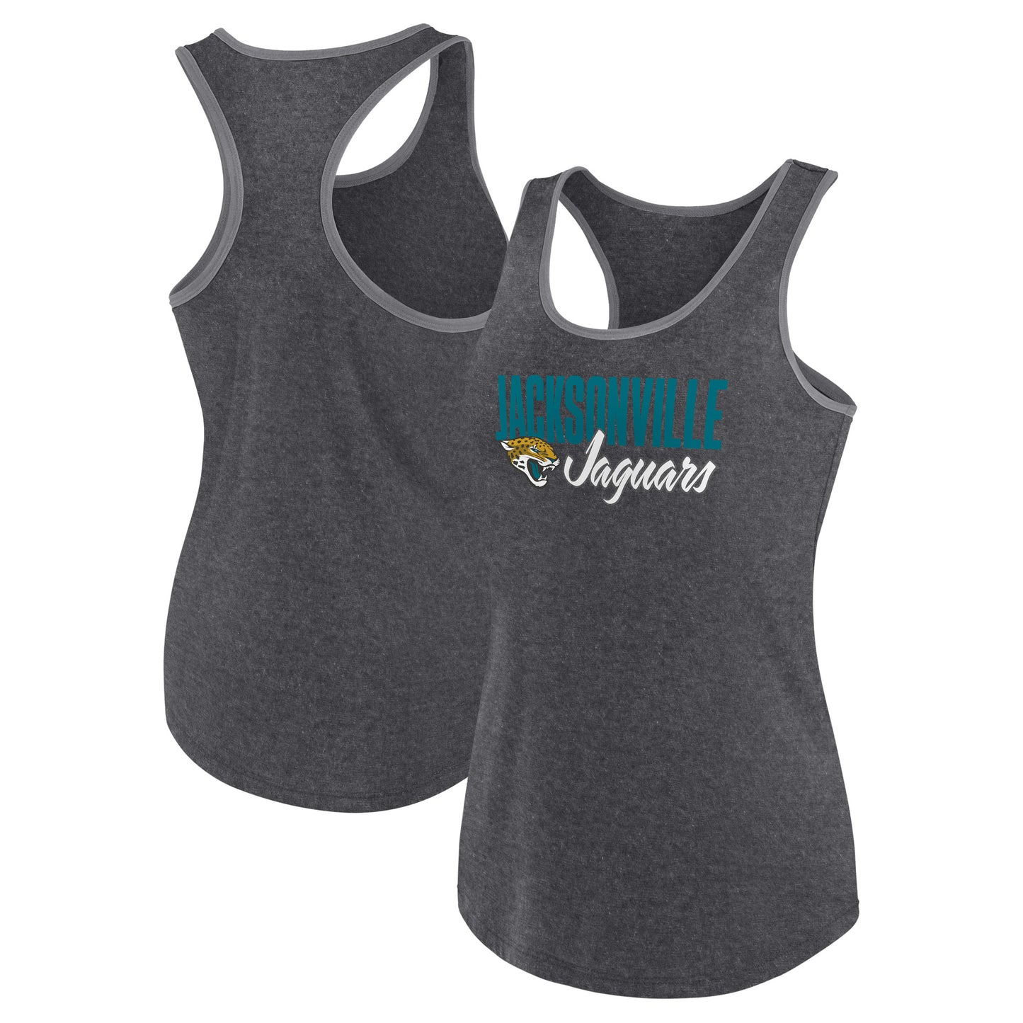 Women's Fanatics Heather Charcoal Jacksonville Jaguars Fuel Racerback Tank Top
