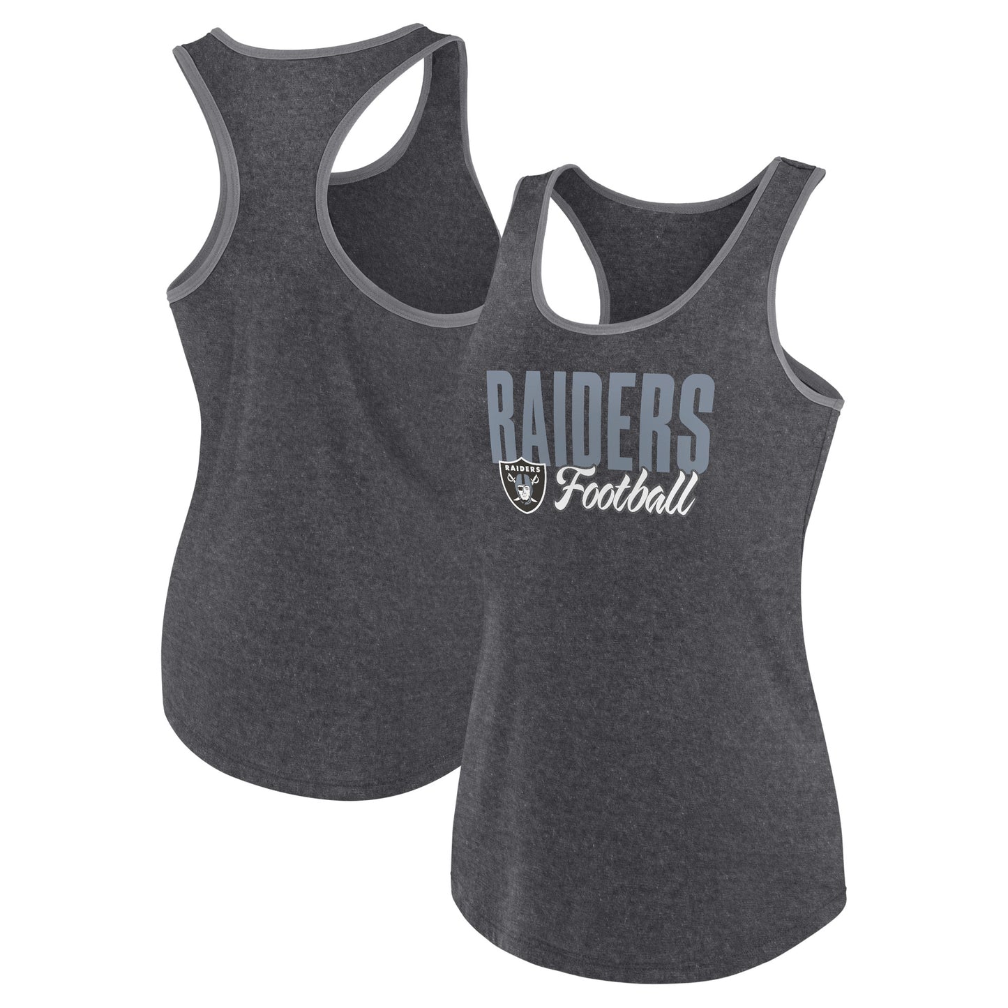Women's Fanatics Heather Charcoal Las Vegas Raiders Fuel Racerback Tank Top