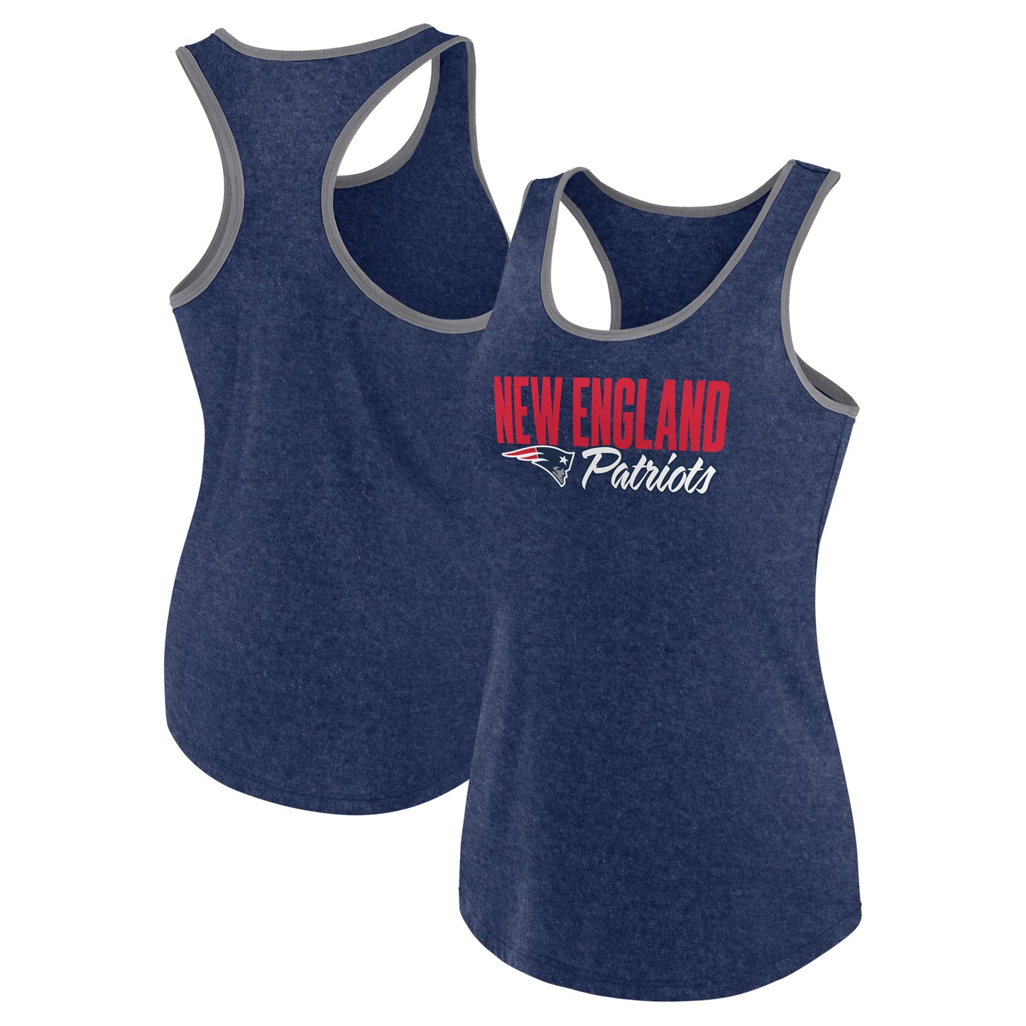 Women's Fanatics Heather Navy New England Patriots Fuel Racerback Tank Top