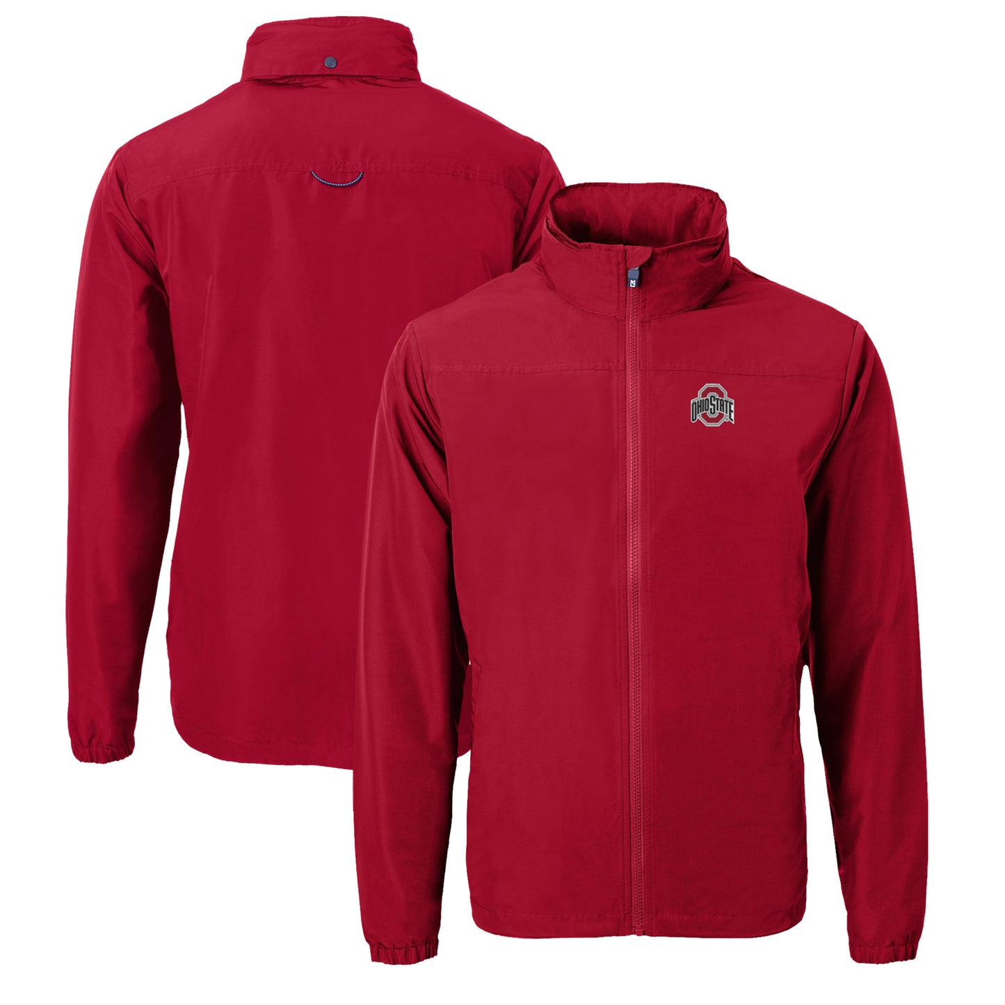 Men's Cutter & Buck Scarlet Ohio State Buckeyes Primary Logo Charter Eco Recycled Full-Zip Jacket